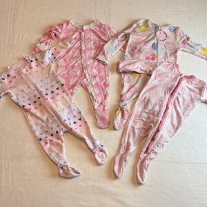 Kickee Pants Bundle Pink Multicolor Patterned Kids Footies Size Newborn